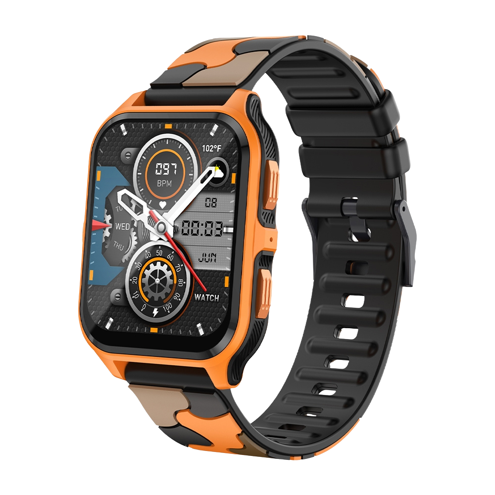COLMI P73 Smartwatch 1.9″ Display Outdoor Calling IP68 Waterproof Smart Watch orange black camouflage