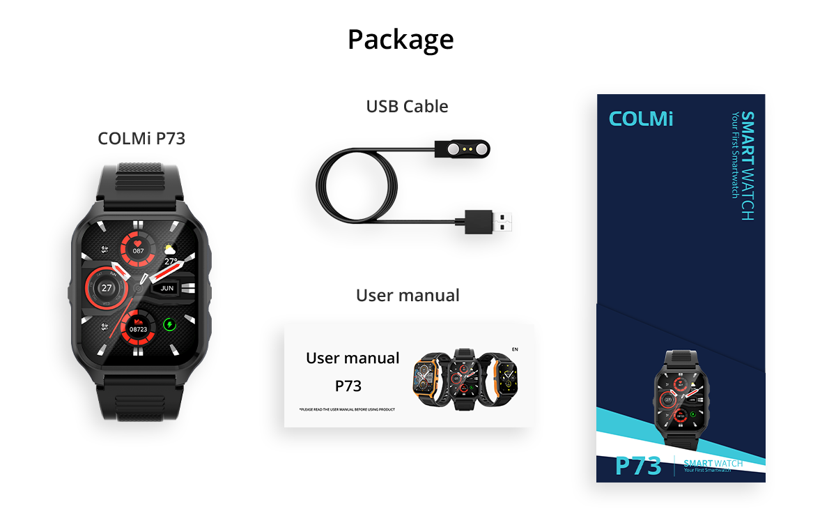 Colmi P73 Smart Watch with amoled Display, Health Monitoring, Waterproof & Stylish smart watch in the box preview