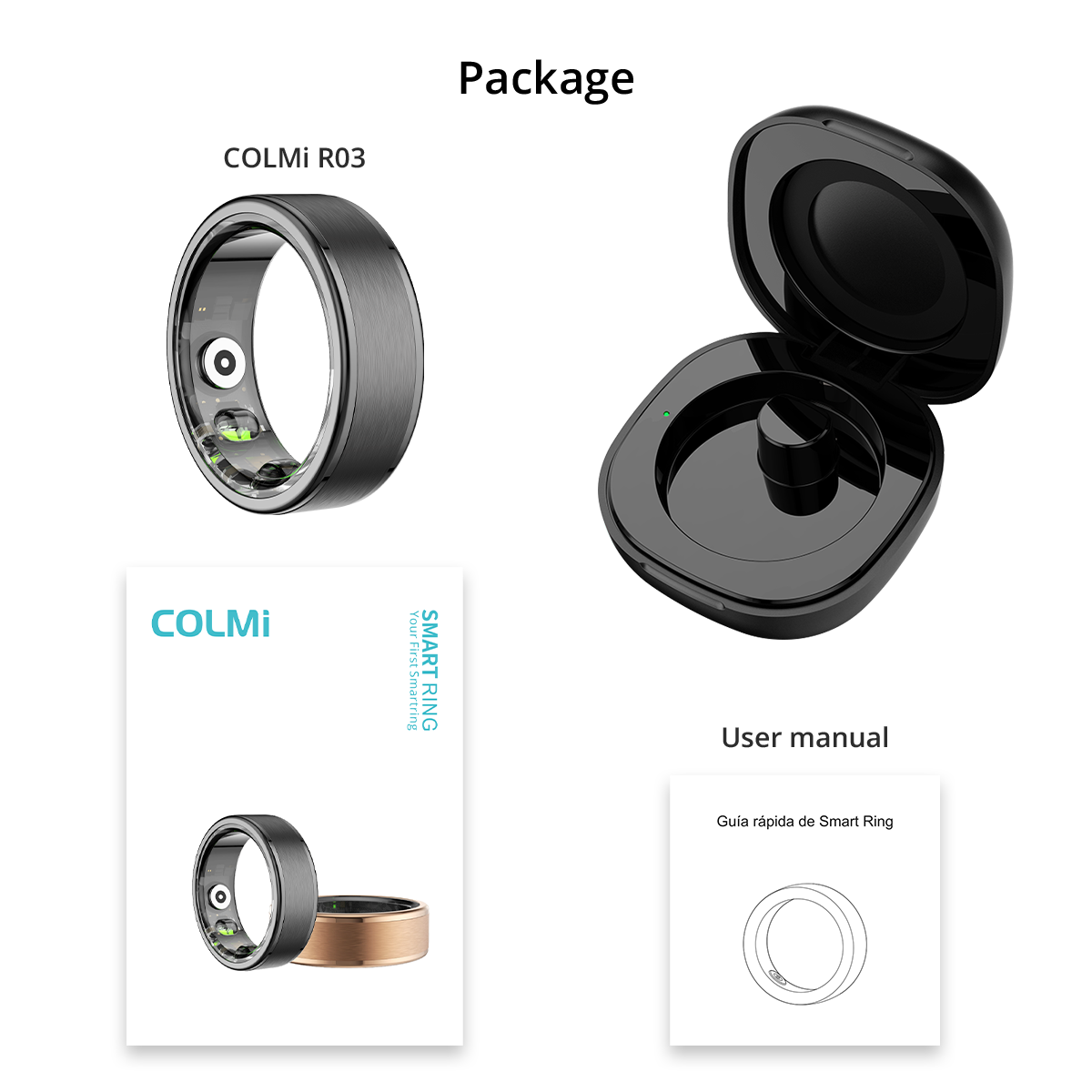 colmi R03 Smart Ring in the box items preview