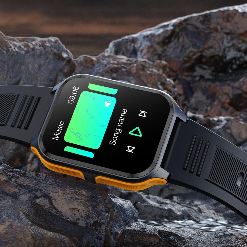 rugged sports smart watch with music controls colmi p73 smartwatch