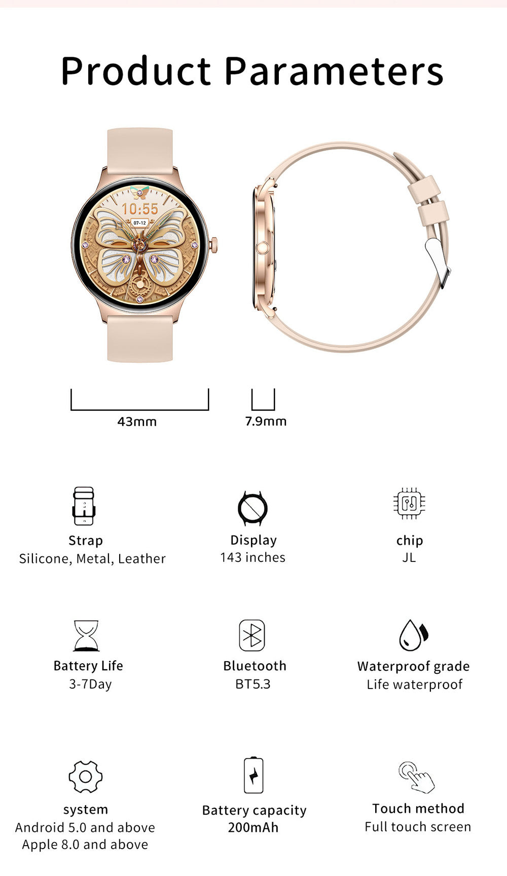 colmi v89 smart watch parameters